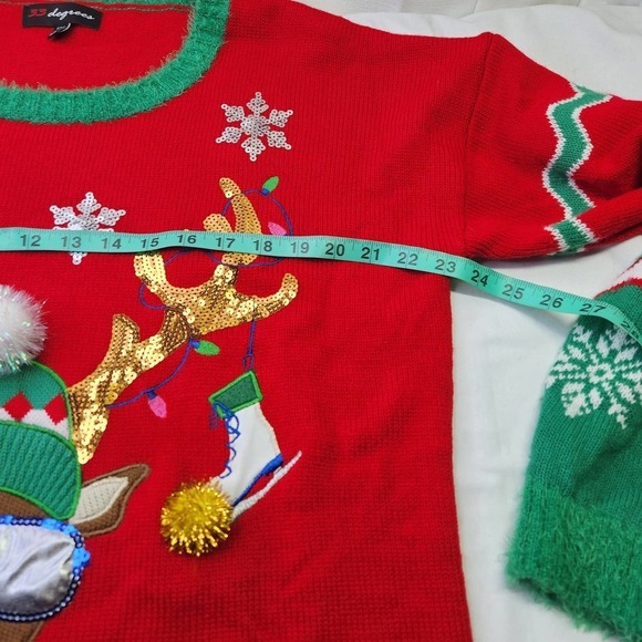 33 Degrees Cool Rudolf Reindeer Christmas Sweater Women's Size XXL Ugly Sweater - Picture 5 of 6